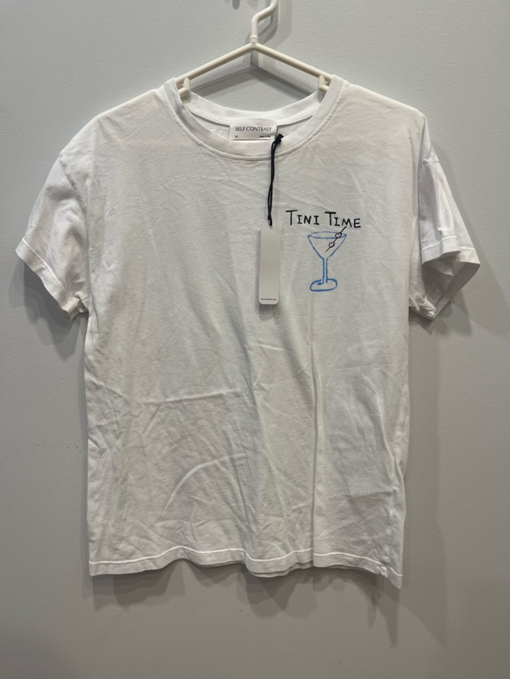 Self Contrast 'Tini Time' White Graphic Tee